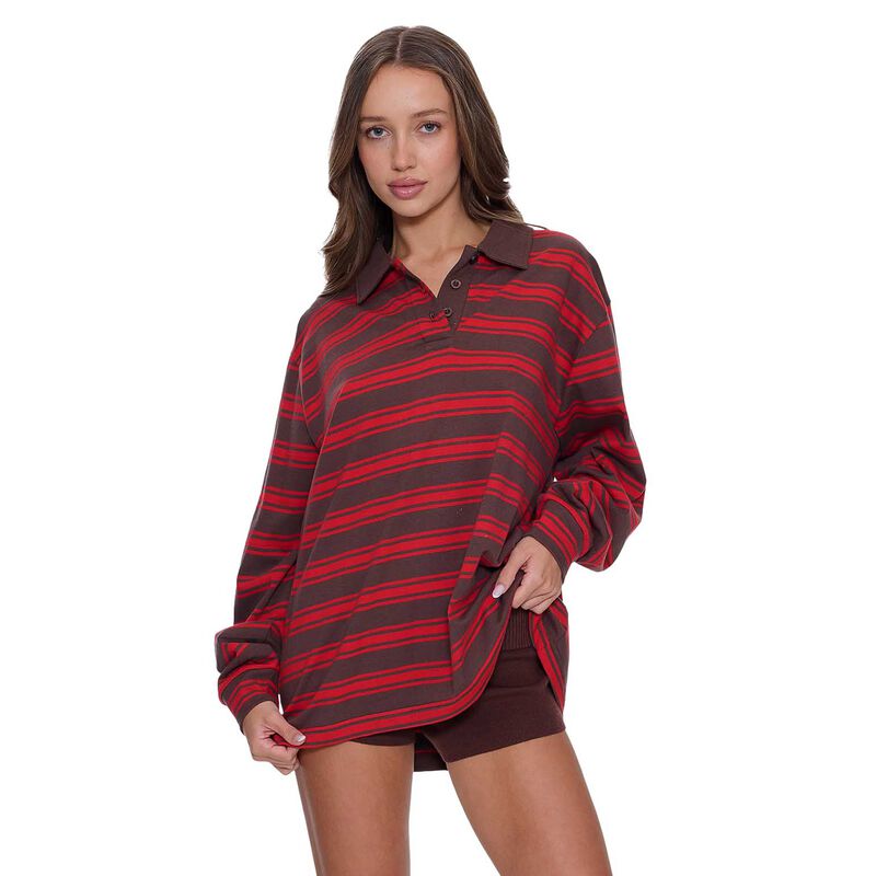 Thrills Conditions Apply Stripe Long Sleeve Polo image number 0